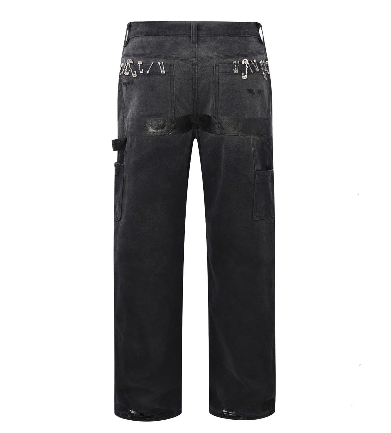 Birth of Royal Child 1920s Vintage Pin Washed Carpenter Pants Black