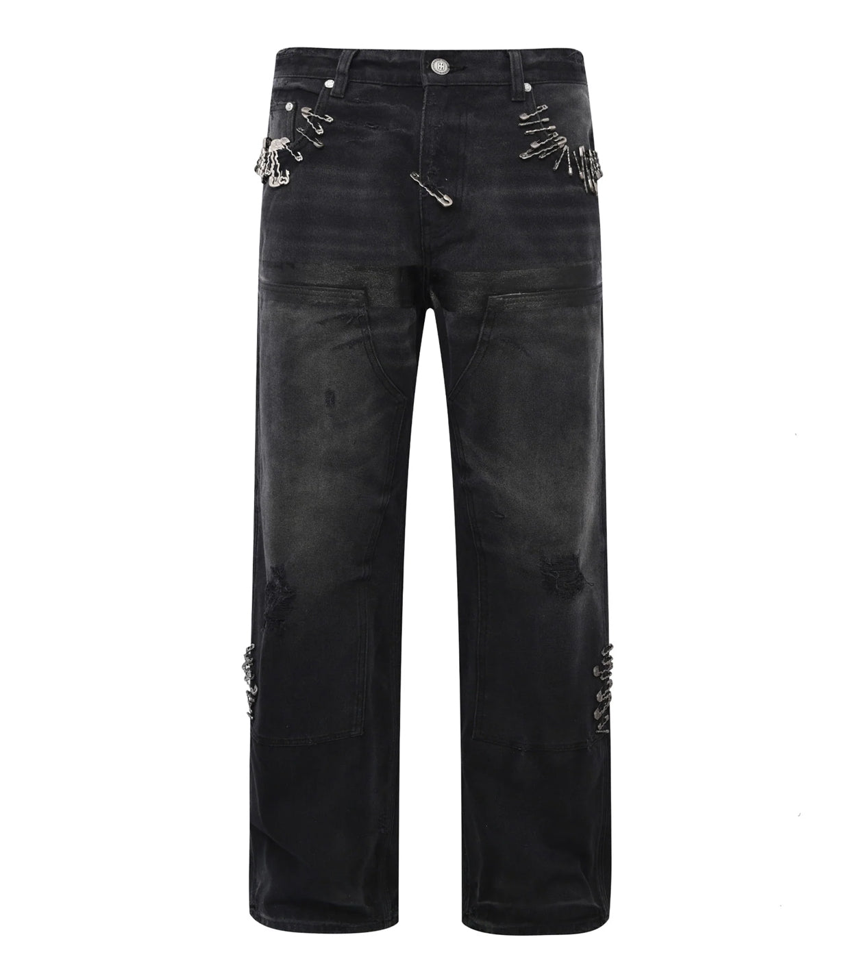 Birth of Royal Child 1920s Vintage Pin Washed Carpenter Pants Black