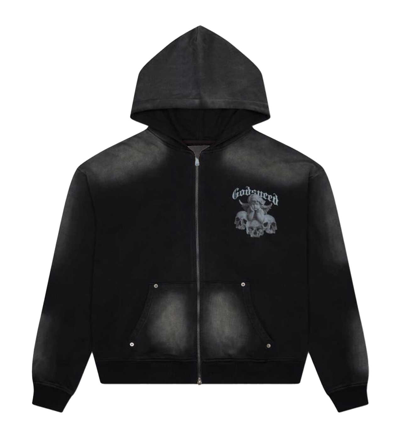 Godspeed Circle Of Life Zip Up Hoodie Vintage Wash Black