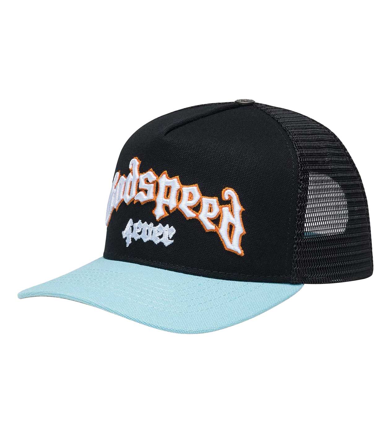 Godspeed Forever Trucker Hat Black/Light Blue/Orange