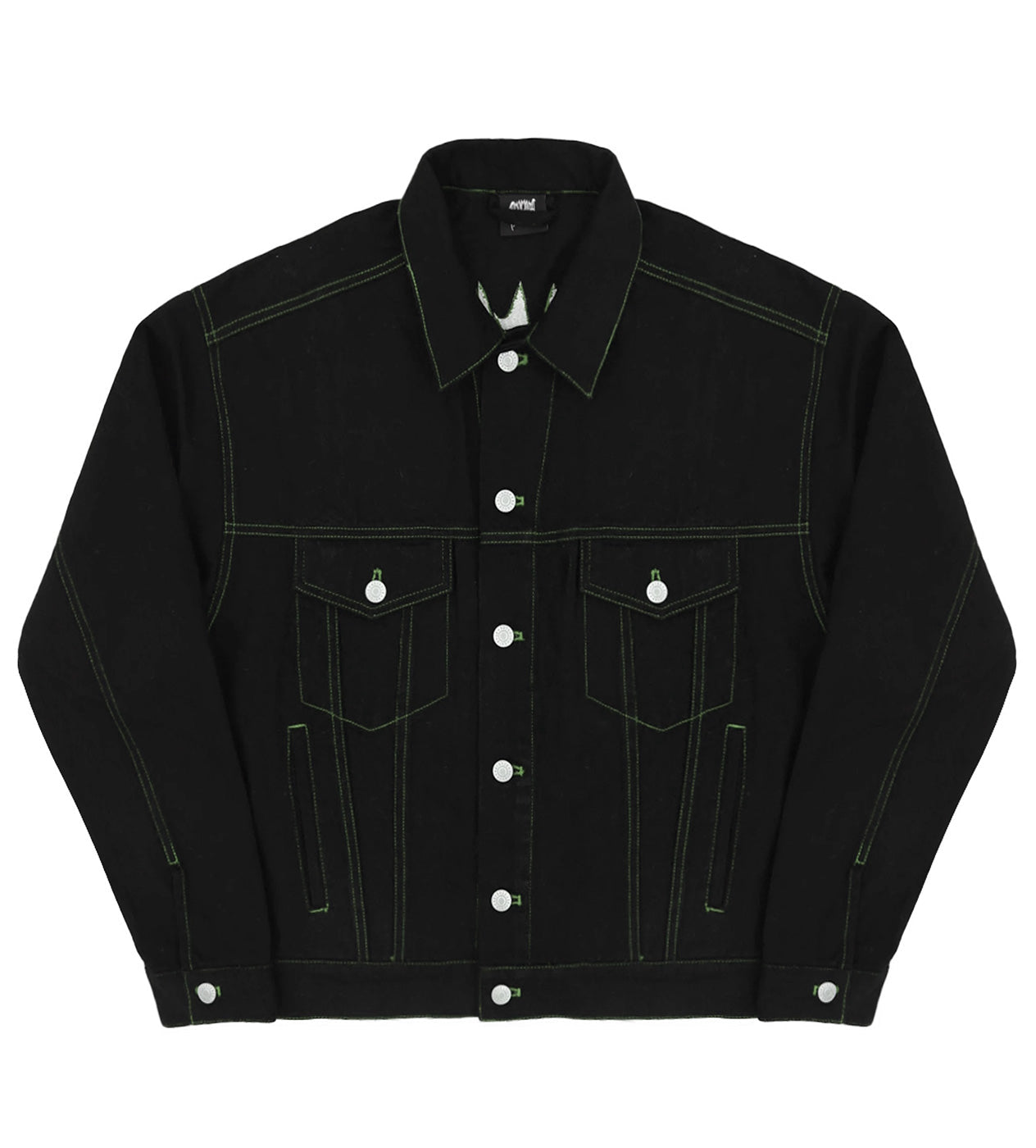 Revenge Green Embroidered Logo Denim Jacket Black