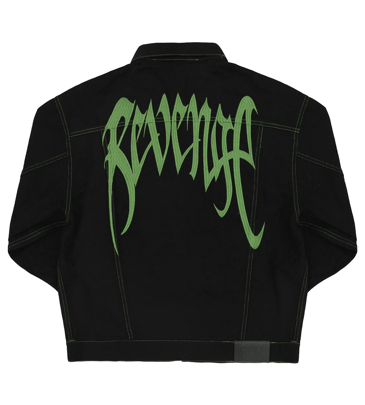Revenge Green Embroidered Logo Denim Jacket Black