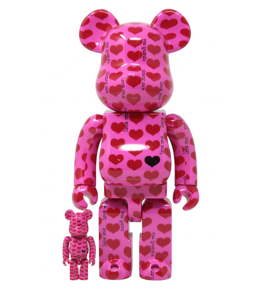 Bearbrick Pink Heart (100%) & (400%)