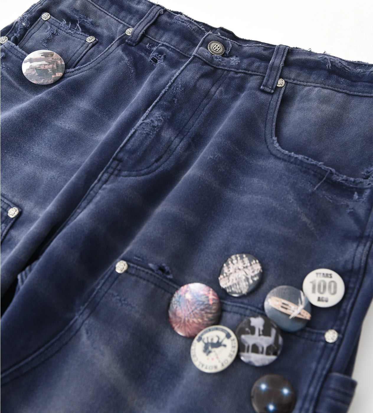 Birth of Royal Child 1920s Vintage Blue Pin Emblem Workwear Trousers Navy