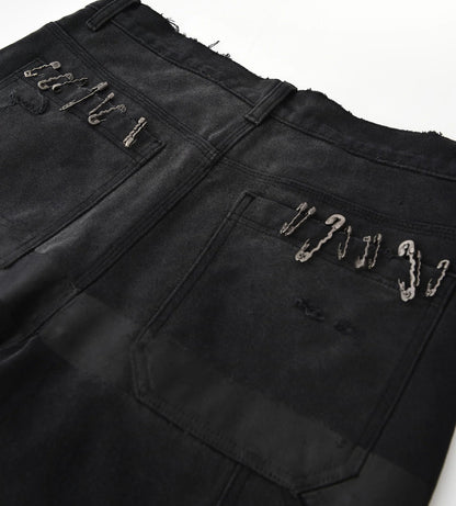 Birth of Royal Child 1920s Vintage Pin Washed Carpenter Pants Black