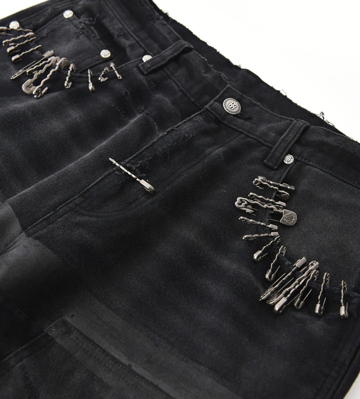 Birth of Royal Child 1920s Vintage Pin Washed Carpenter Pants Black