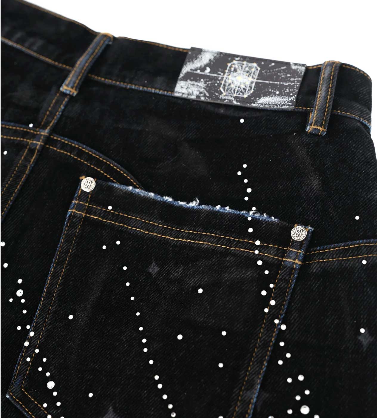Birth of Royal Child 20k Diamond Starlight Denim Shorts Black