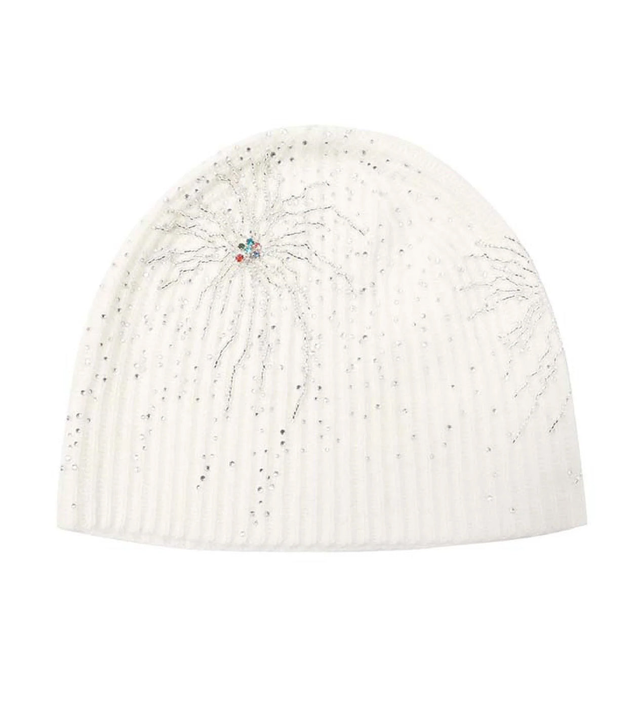 Birth of Royal Child Fireworks Studded Beaded Beanie White