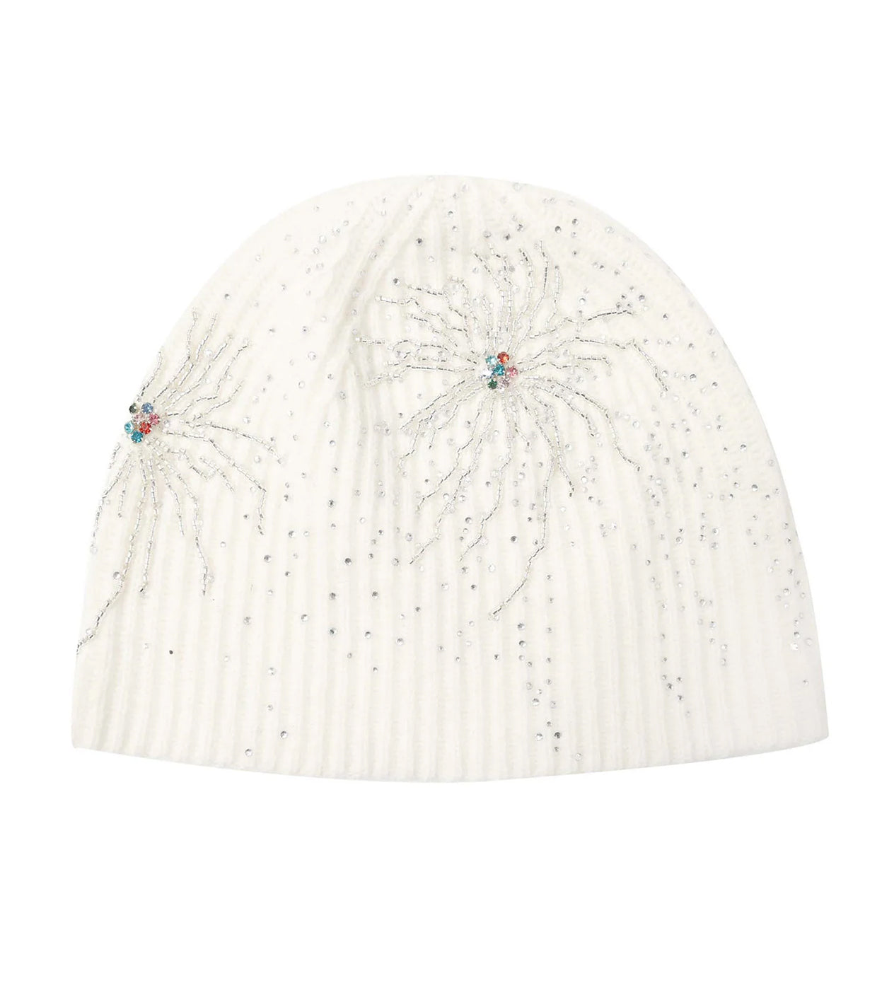 Birth of Royal Child Fireworks Studded Beaded Beanie White