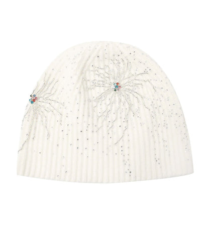 Birth of Royal Child Fireworks Studded Beaded Beanie White