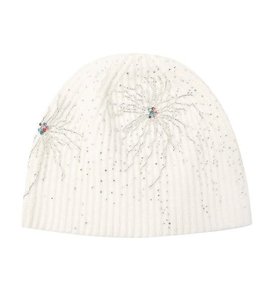 Birth of Royal Child Fireworks Studded Beaded Beanie White