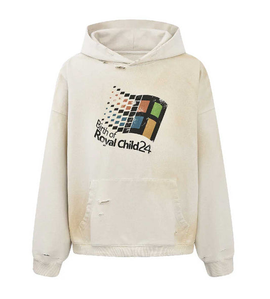 Birth of Royal Child Window24 Retro Distressed Hoodie