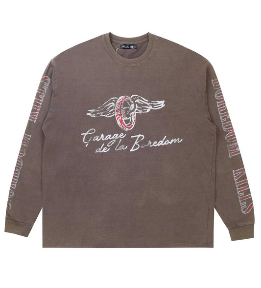 Boredom Kills Garage De La Boredom L/S Tee Vintage Grey