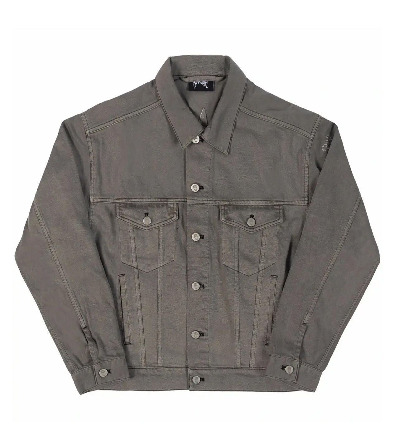 Revenge Embroidered Logo Denim Jacket Grey