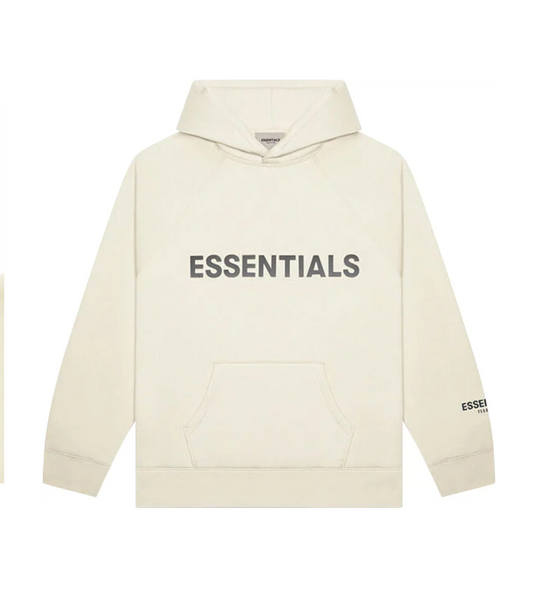 Essentials Cream Hoodie Front Logo