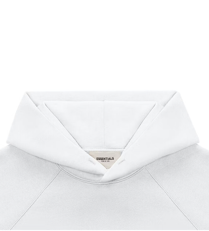 Essentials White Hoodie Front Logo