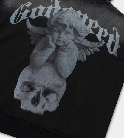 Godspeed Circle Of Life Zip Up Hoodie Vintage Wash Black