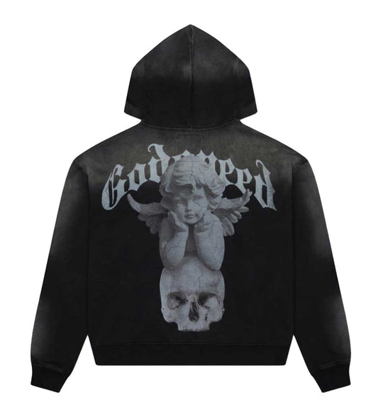 Godspeed Circle Of Life Zip Up Hoodie Vintage Wash Black