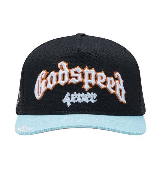 Godspeed Forever Trucker Hat Black/Light Blue/Orange