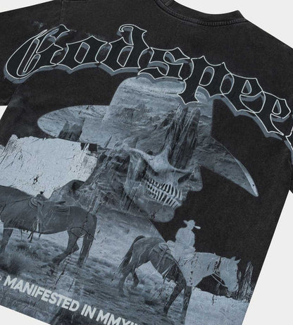 Godspeed Cowboy Horses Tee Washed Black