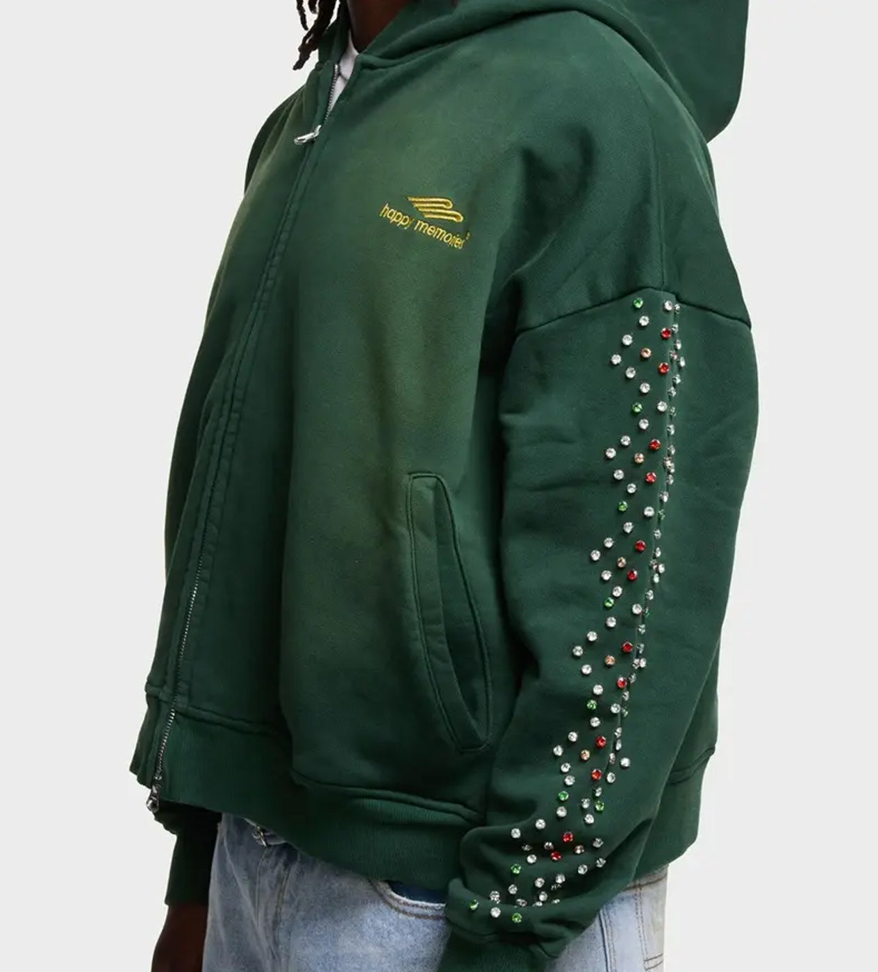 HMDD Crystal Zip Up Green Bean