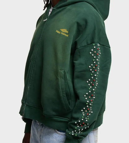 HMDD Crystal Zip Up Green Bean