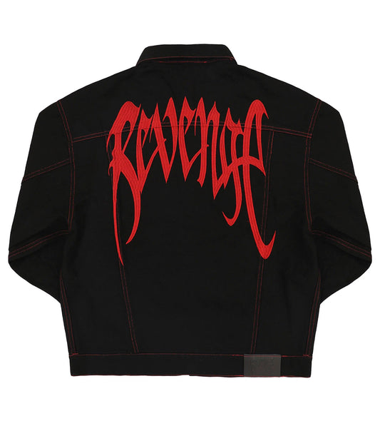 Revenge Red Embroidered Logo Denim Jacket Black