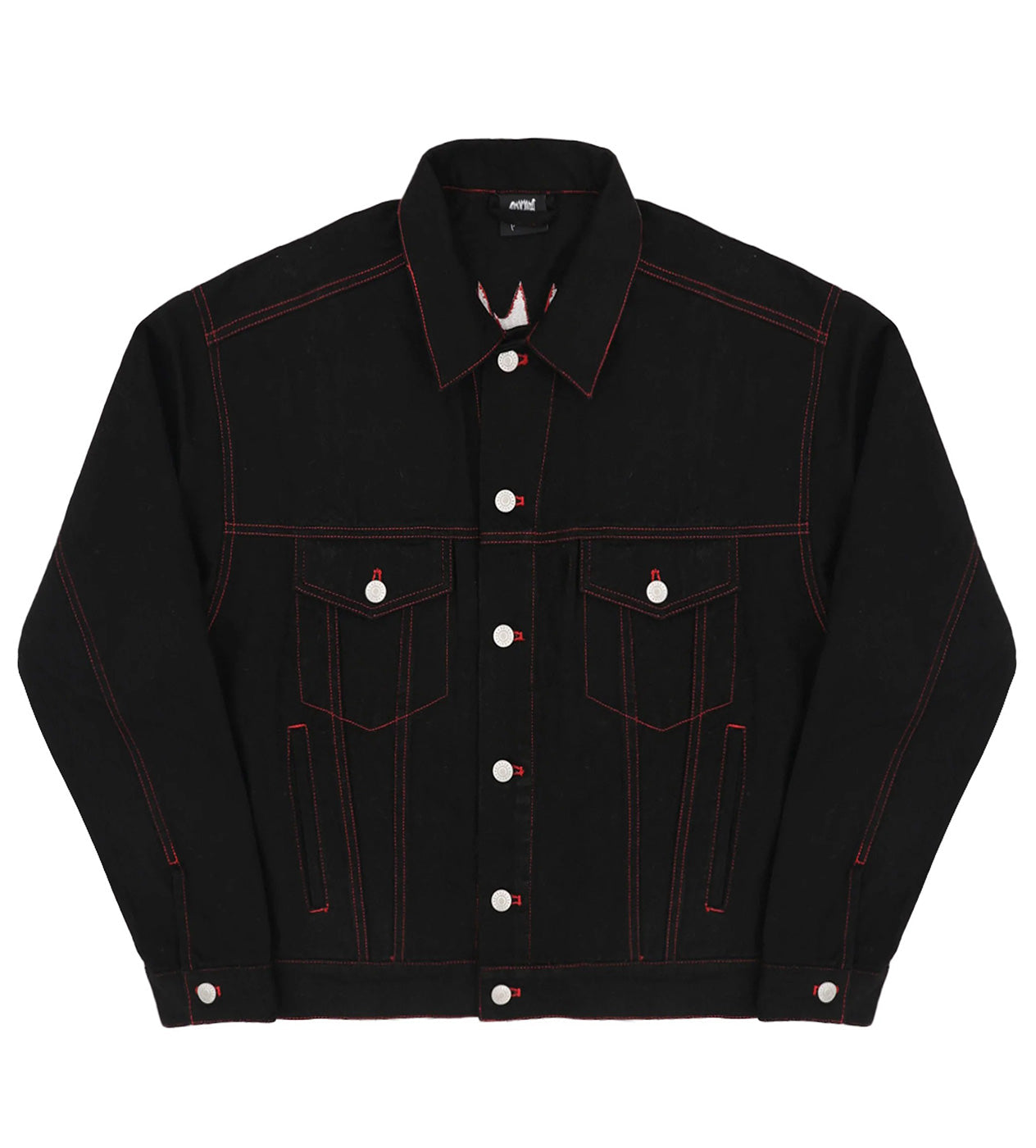 Revenge Red Embroidered Logo Denim Jacket Black