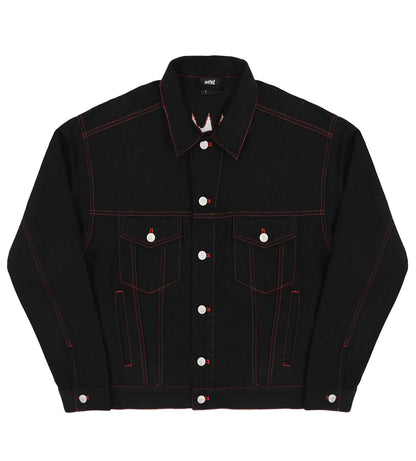 Revenge Red Embroidered Logo Denim Jacket Black
