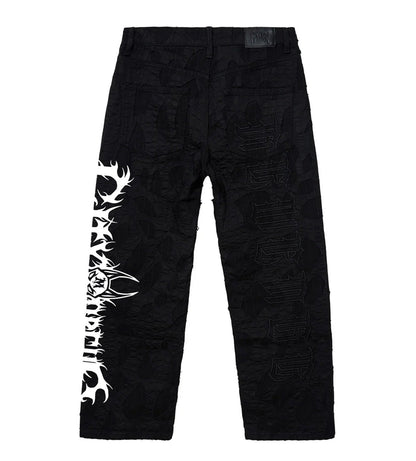 Revenge x City Morgue Logo Distressed Boro Denim Pant Black