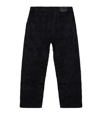 Revenge Logo Distressed Boro Denim Pant Black