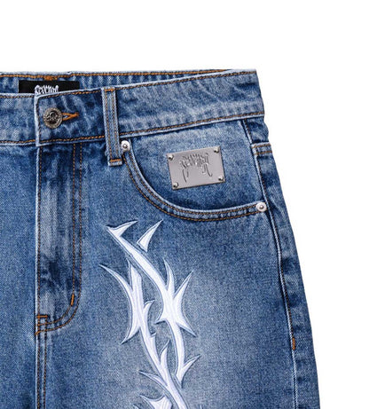 Revenge Thorn Denim Shorts Indigo