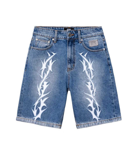 Revenge Thorn Denim Shorts Indigo