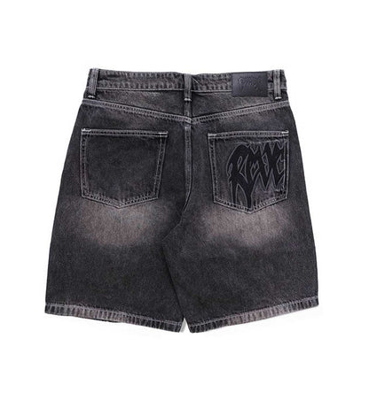 Revenge Thorn Denim Shorts Black