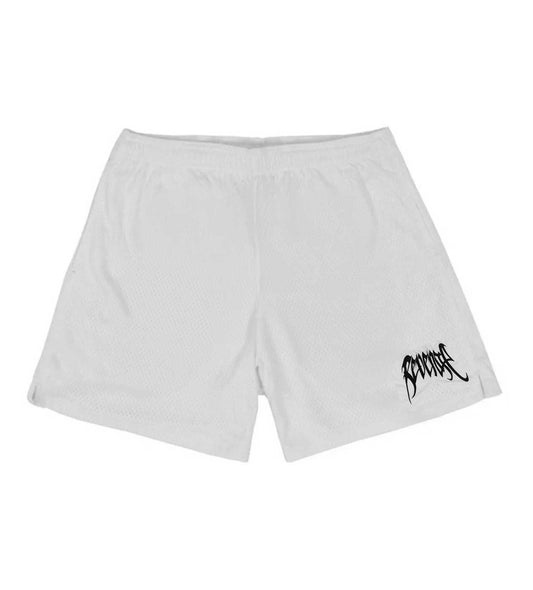 Revenge Embroidered Logo Mesh Short White/Black