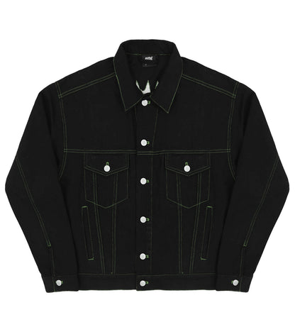 Revenge Green Embroidered Logo Denim Jacket Black