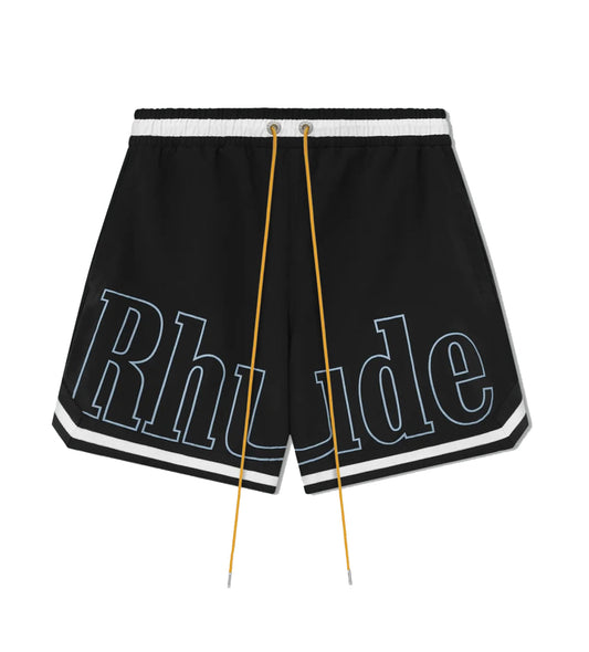 Rhude Logo Basketball Swim Shorts Black/White/Blue