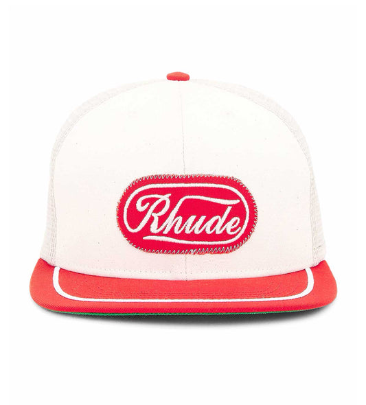 Rhude Patch Trucker Hat Off-White/Red