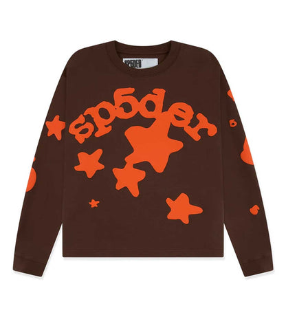 Sp5der Beluga L/S Tee Brown/Orange