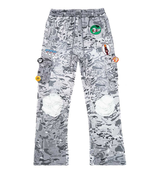 Triple Sevens Camo Sweatpants Grey