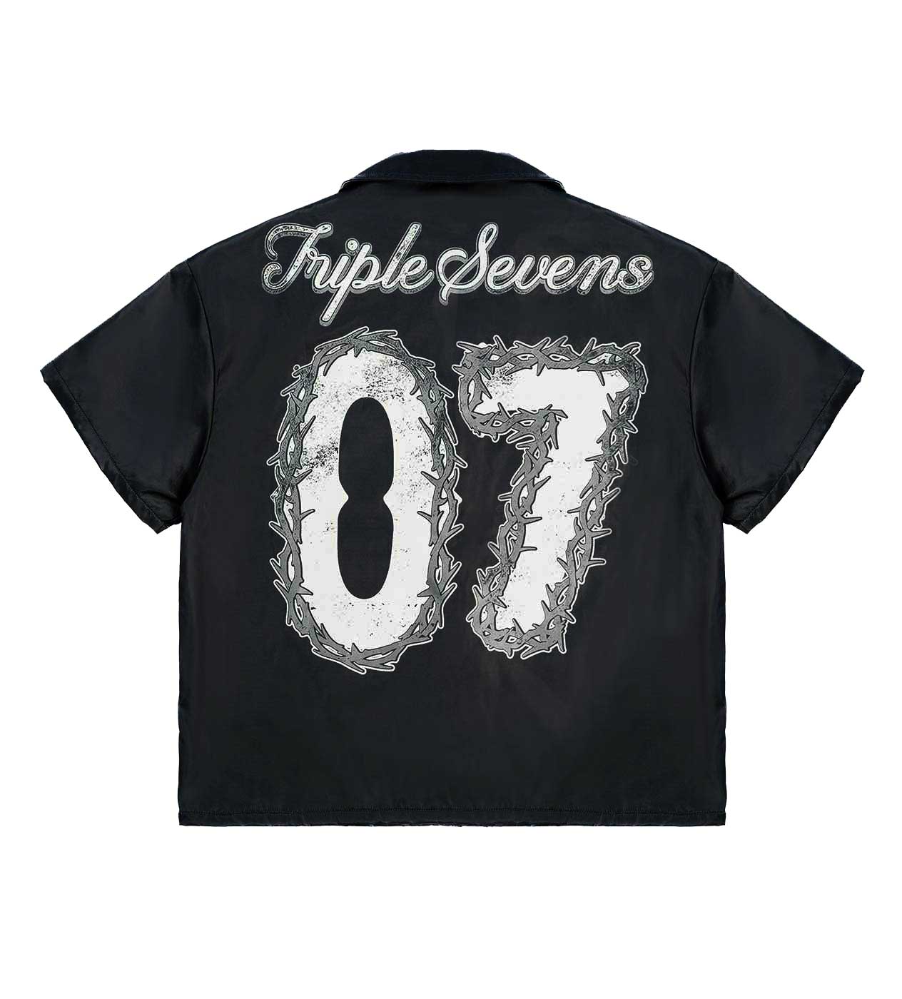 Triple Sevens Nylon Button Up Black