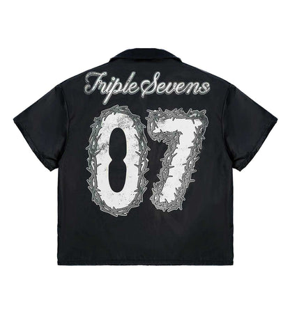 Triple Sevens Nylon Button Up Black