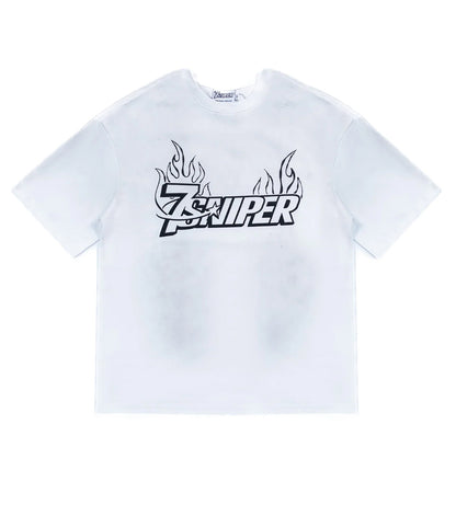 Triple Sevens x Sniper Gang 7Sniper Flame Logo Tee White
