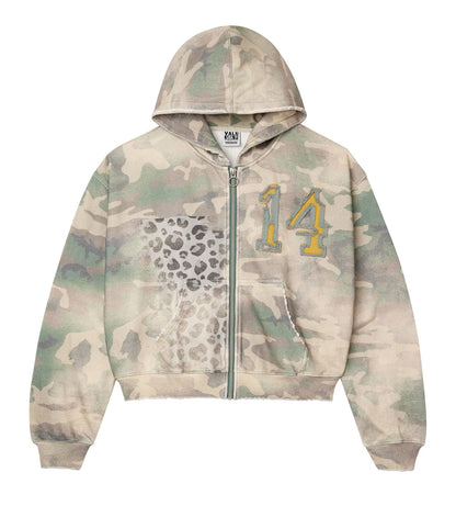 Vale Forever Cheetah Camo Zip Up Green
