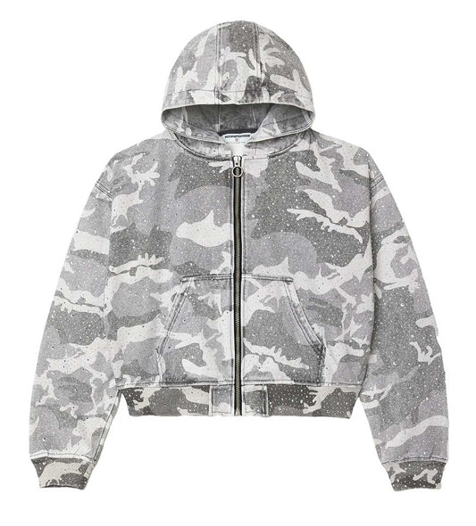 Vale Forever Crystal Rain Snow Camo Zip Up