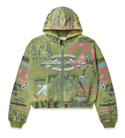 Vale Forever Peace Zip Up Hoodie Olive