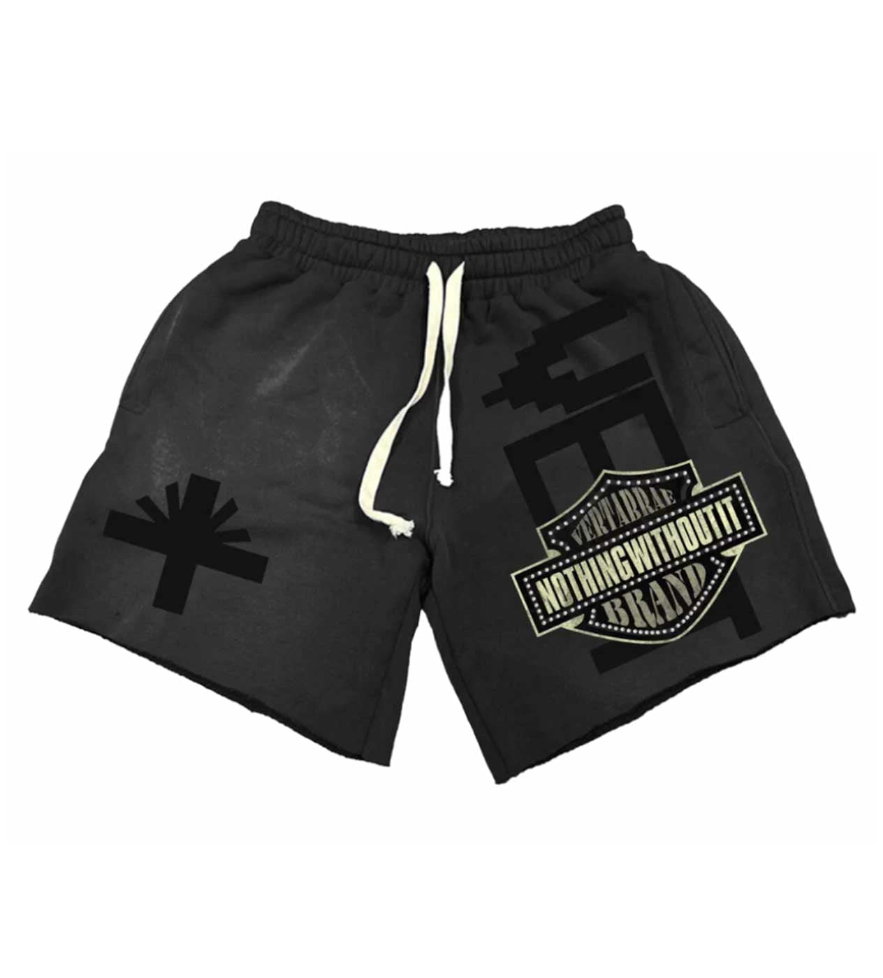 Vertabrae Black Double Emblem Shorts