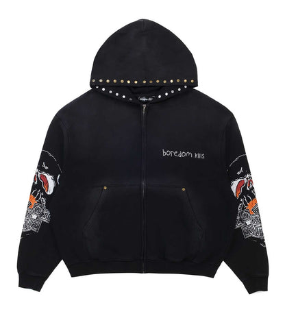 Boredom Kills BK Skull Hoodie Black