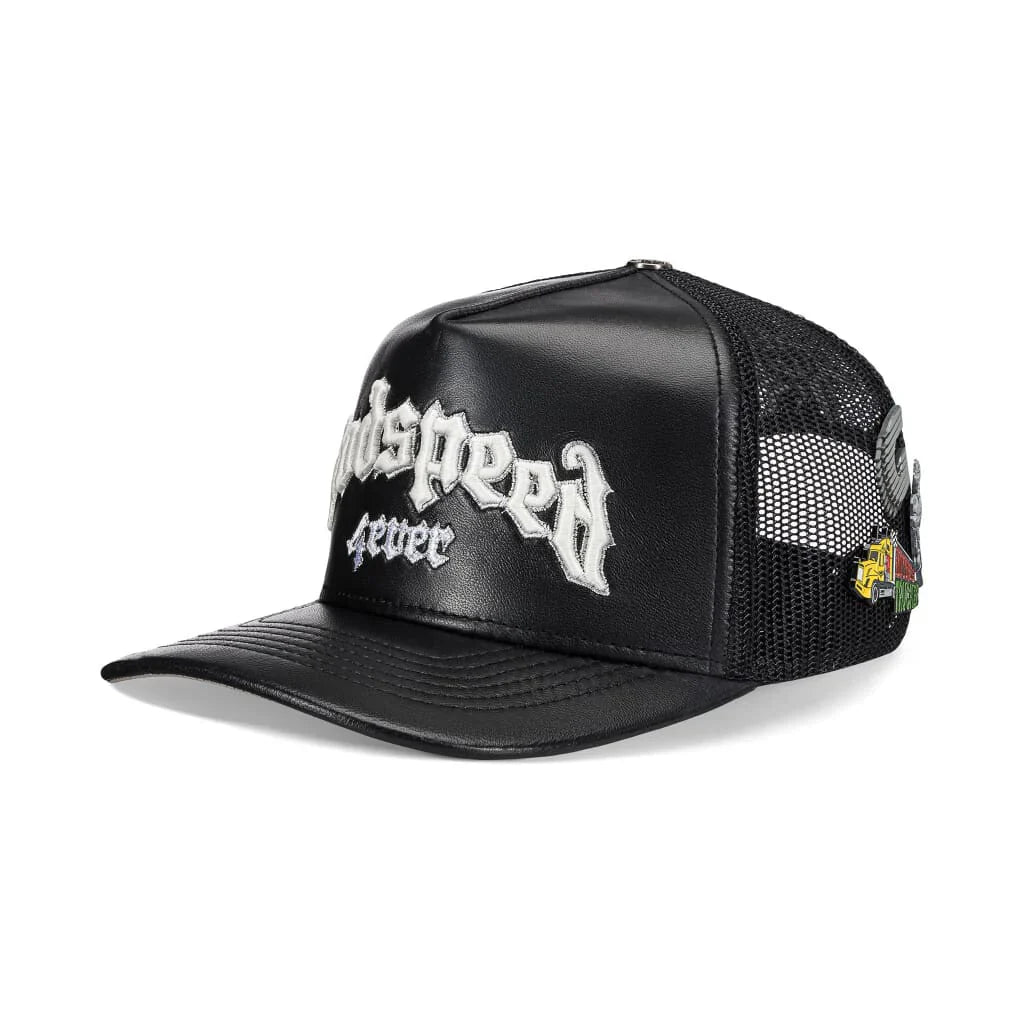 Godspeed Forever Black Leather Trucker Hat