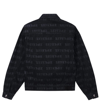 Revenge All Over Logo Denim Jacket Black